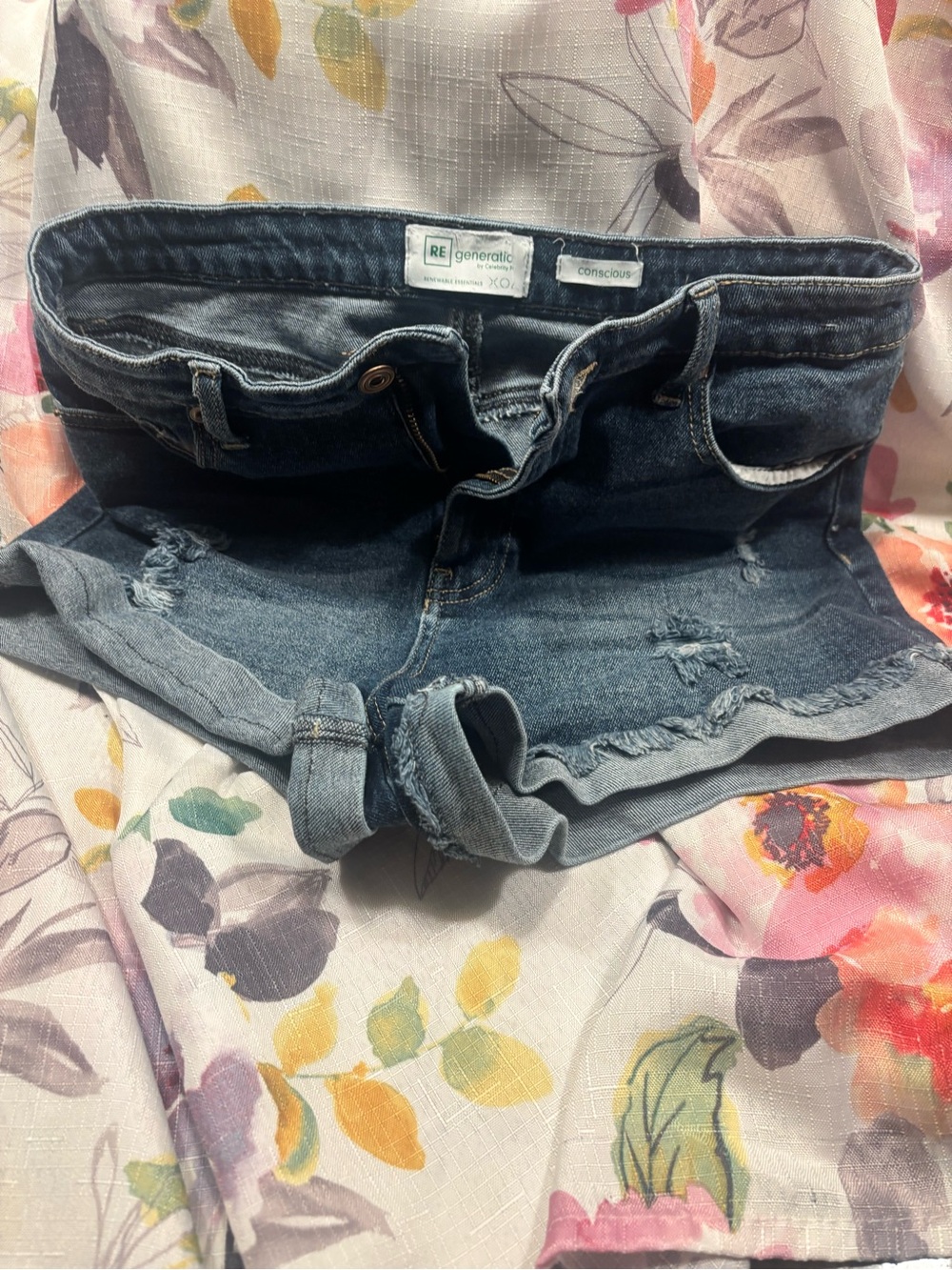 Re Generation Denim Cutoff Shorts - Dark Blue Women Jeans